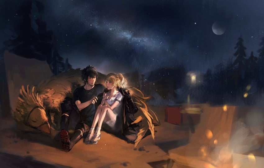 noctis lucis caelum and lunafreya nox fleuret (final fantasy and 1 more) drawn by asina71