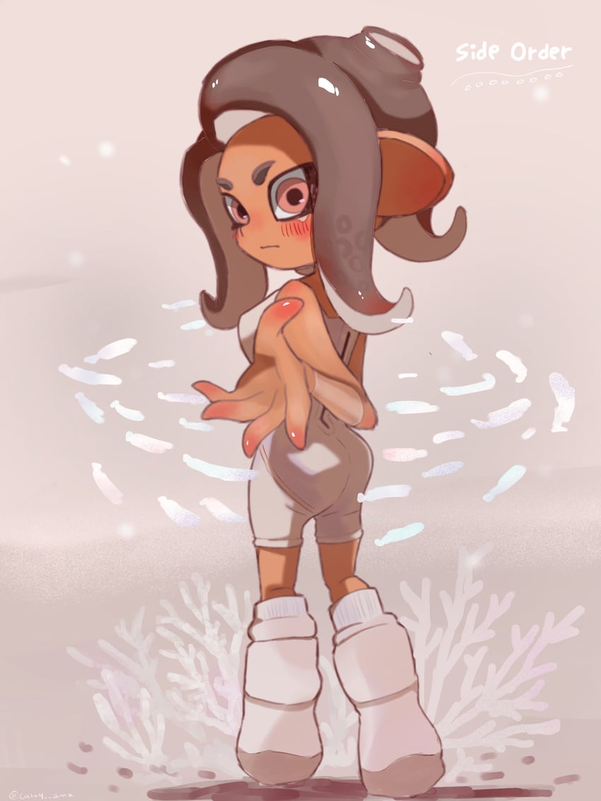 octoling player character and octoling girl (splatoon and 2 more) drawn by curry_ama