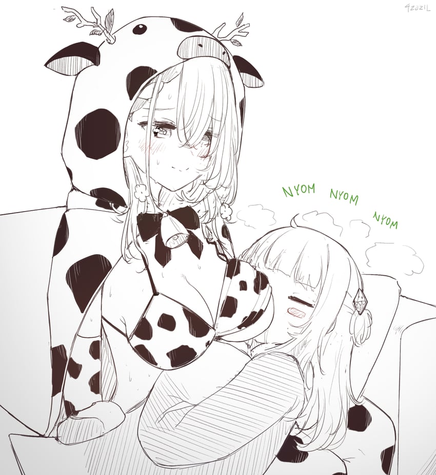 gawr gura and ceres fauna (hololive and 1 more) drawn by 4zazil