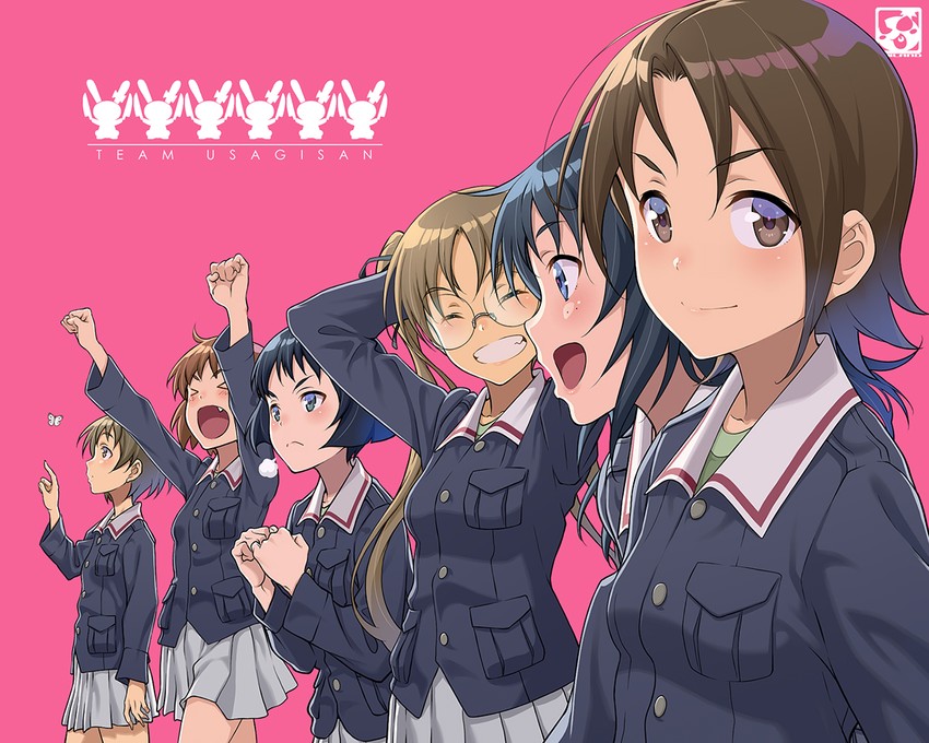 sawa azusa, utsugi yuuki, yamagou ayumi, sakaguchi karina, oono aya, and 1 more (girls und panzer) drawn by pairan