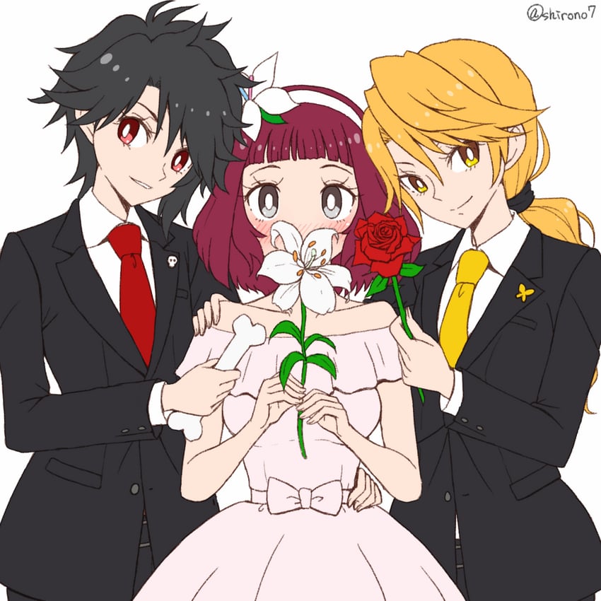 akaba yukino, ichimonji maya, and hanabishi nadeshiko (gems company) drawn by shirono