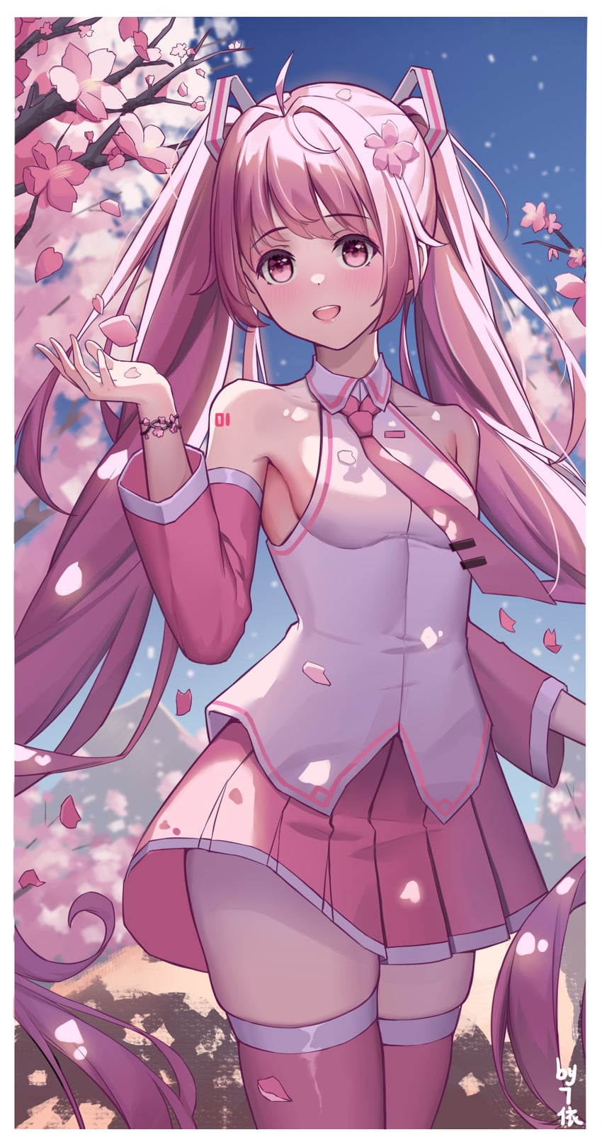 hatsune miku and sakura miku (vocaloid) drawn by 71-fen_xiansheng_you