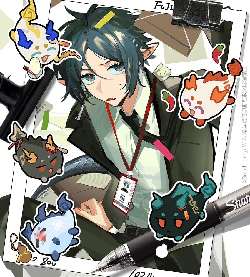 shu, dusk, nian, ling, chongyue, and 1 more (arknights) drawn by ting_(machi_nakahara)