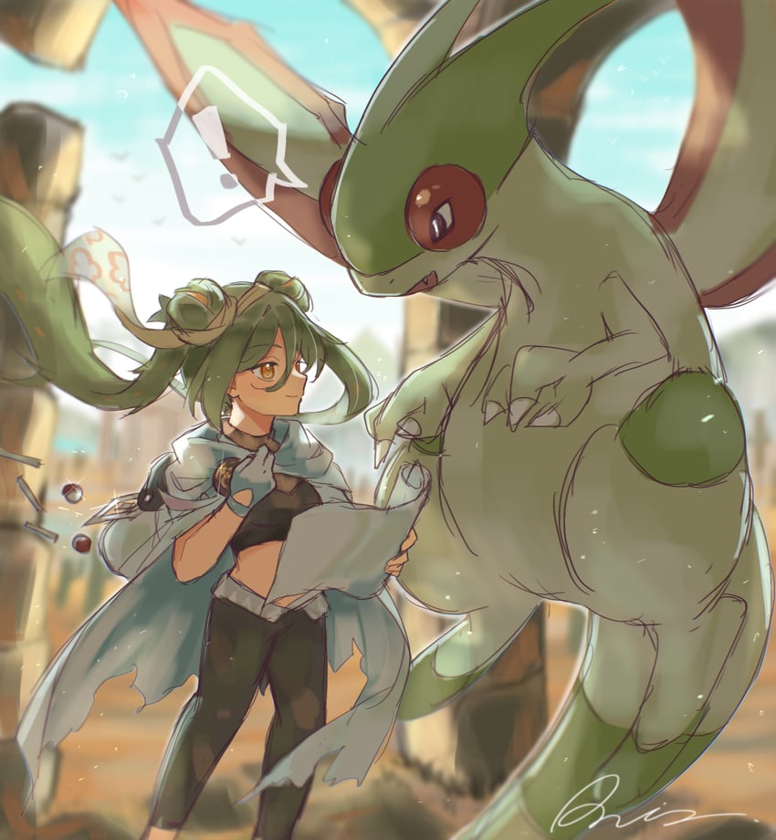 hatsune miku, flygon, and ground miku (pokemon and 2 more) drawn by raria_(reisui25_raria)