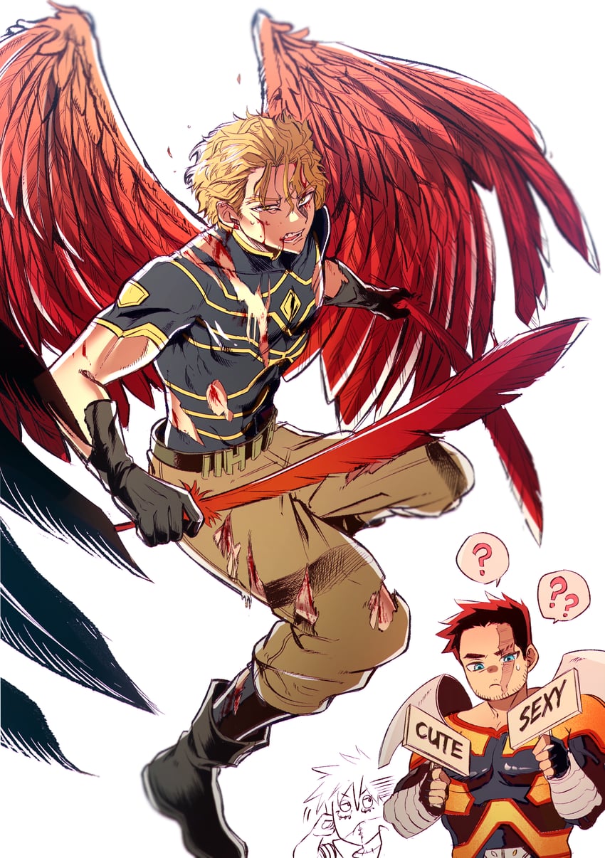 endeavor, hawks, and dabi (boku no hero academia) drawn by sigma778