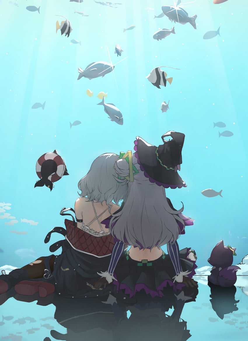 sakamata chloe, murasaki shion, shiokko, and inu (hololive) drawn by isolatediev