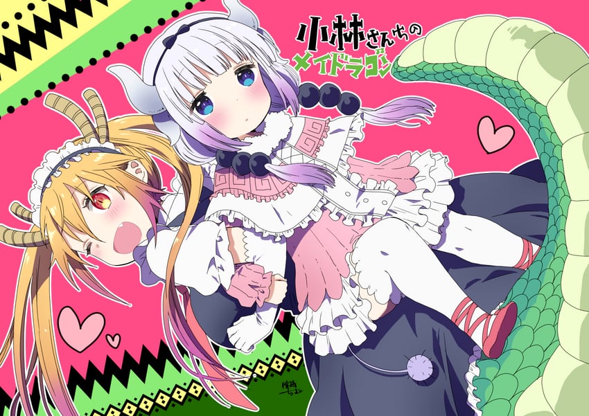 kanna kamui and tohru (kobayashi-san chi no maidragon) drawn by kenmotsu_chiyo