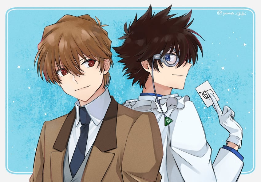 kaitou kid and hakuba saguru (magic kaito) drawn by yumashiki