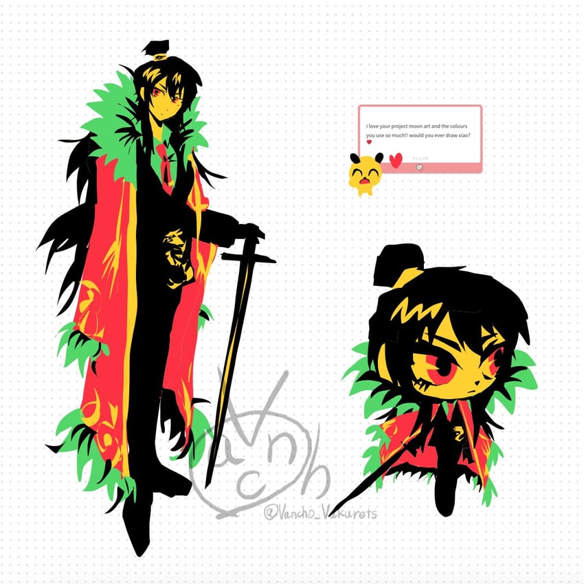 xiao (project moon and 2 more) drawn by vancho_vakurets