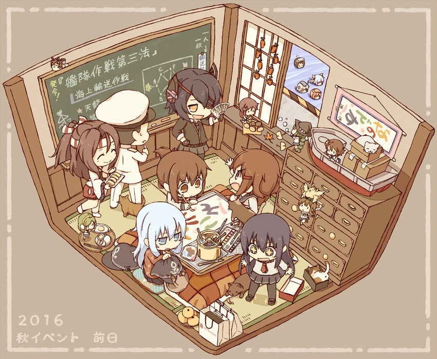 admiral, hibiki, inazuma, tenryuu, ikazuchi, and 9 more (kantai collection) drawn by kata_meguma