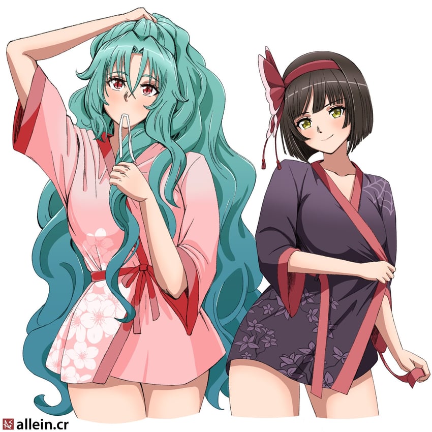 mio and tomoe (tsuki ga michibiku isekai douchuu) drawn by alleincr