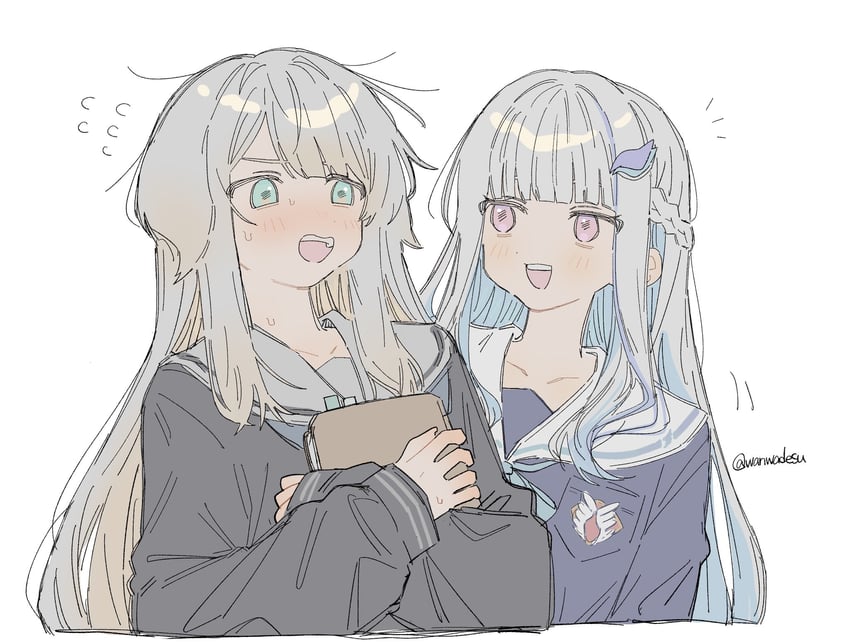 lize helesta and shioriha ruri (nijisanji) drawn by wanwa