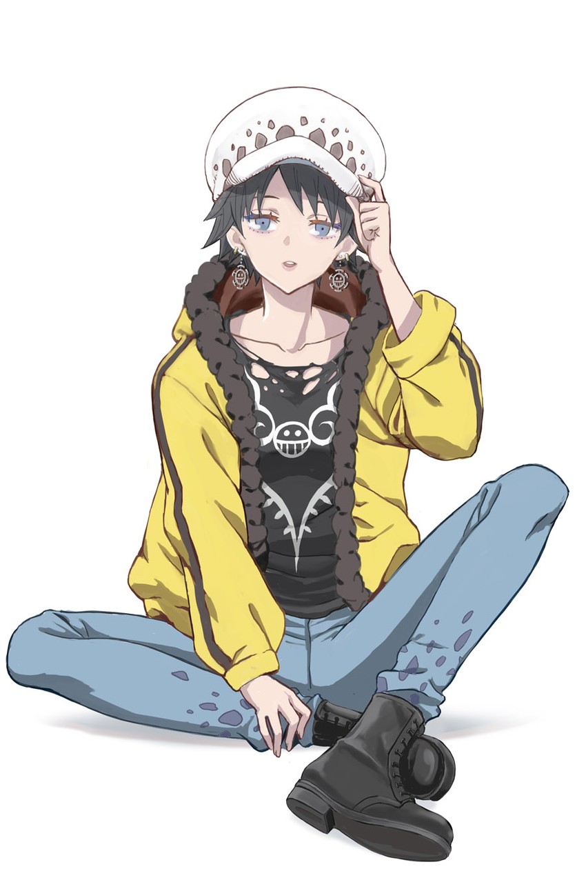 trafalgar law and law-chan (one piece) drawn by esozima_gari