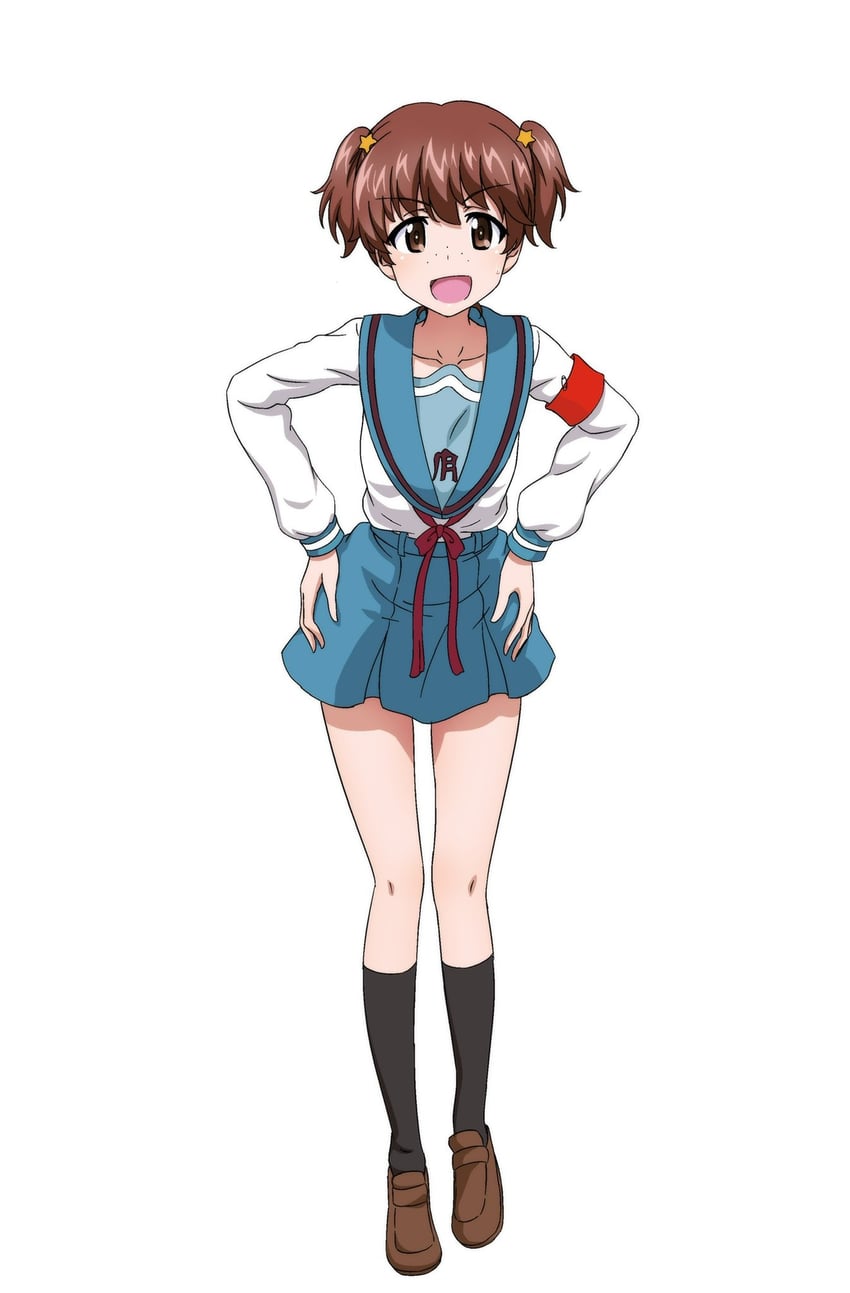 suzumiya haruhi, alisa, and hirano aya (girls und panzer and 1 more) drawn by key_(gaigaigai123)