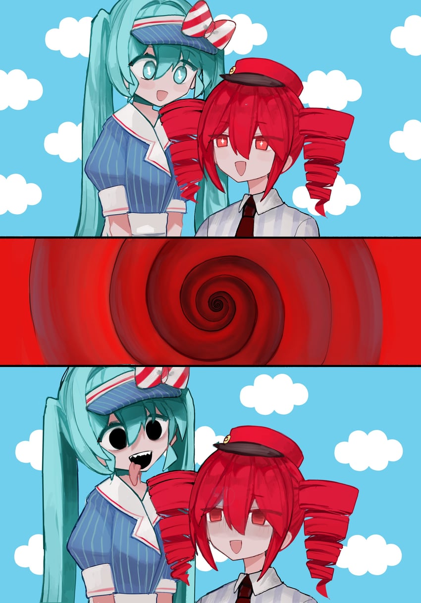 hatsune miku and kasane teto (vocaloid and 2 more) drawn by microa