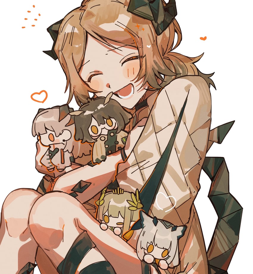 saria, muelsyse, silence, ifrit, and ptilopsis (arknights) drawn by keeta