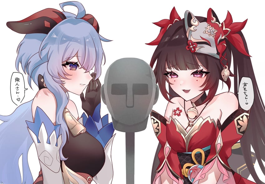 ganyu, sparkle, and ueda reina (genshin impact and 3 more) drawn by nyamo-lv0