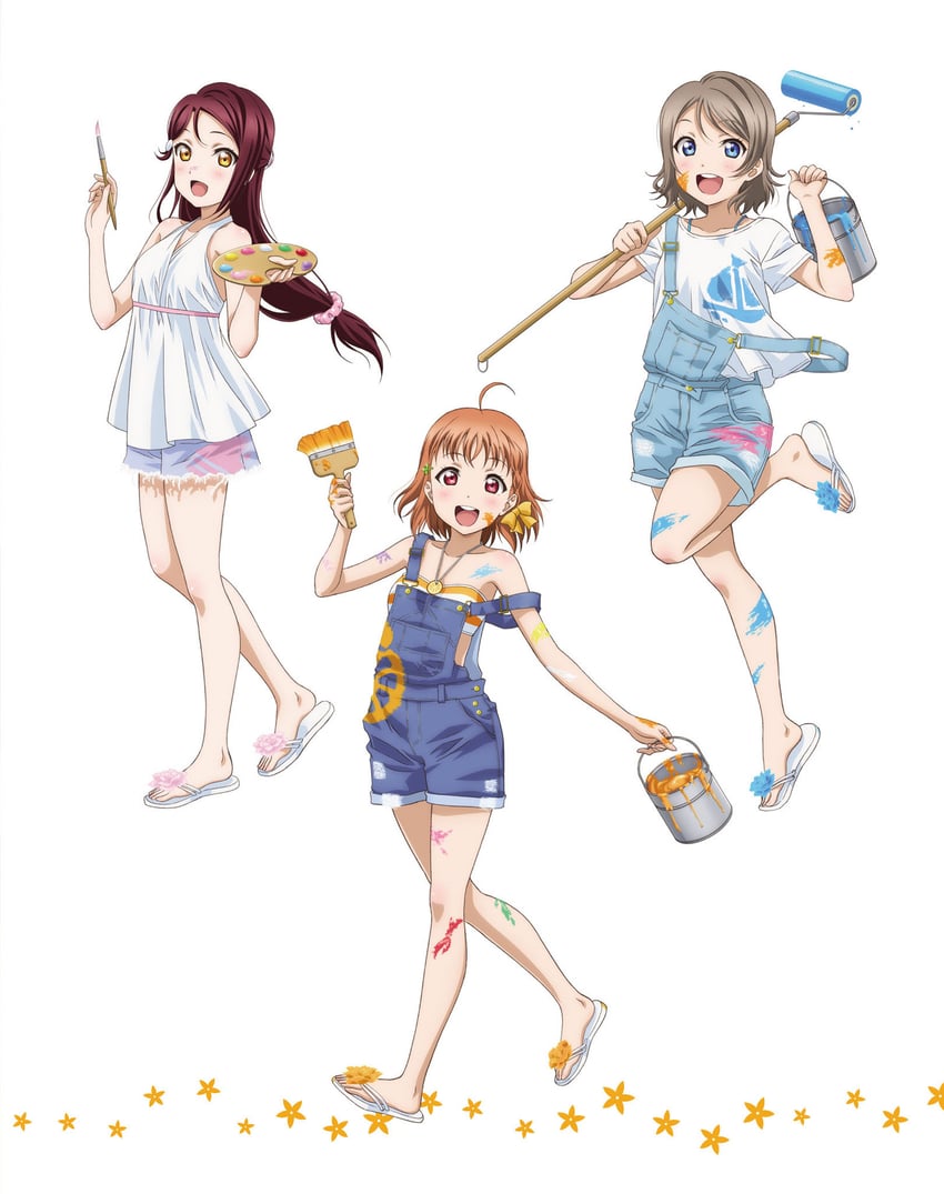watanabe you, sakurauchi riko, and takami chika (love live! and 1 more)