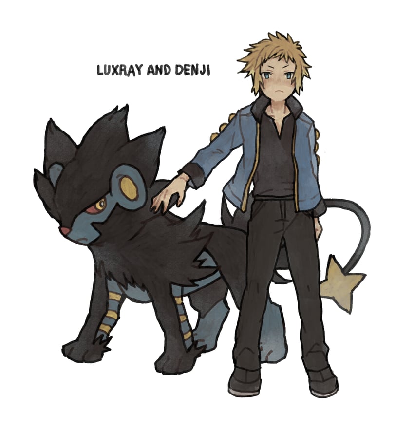 luxray and volkner (pokemon and 1 more) drawn by ichi_kawa_ichi