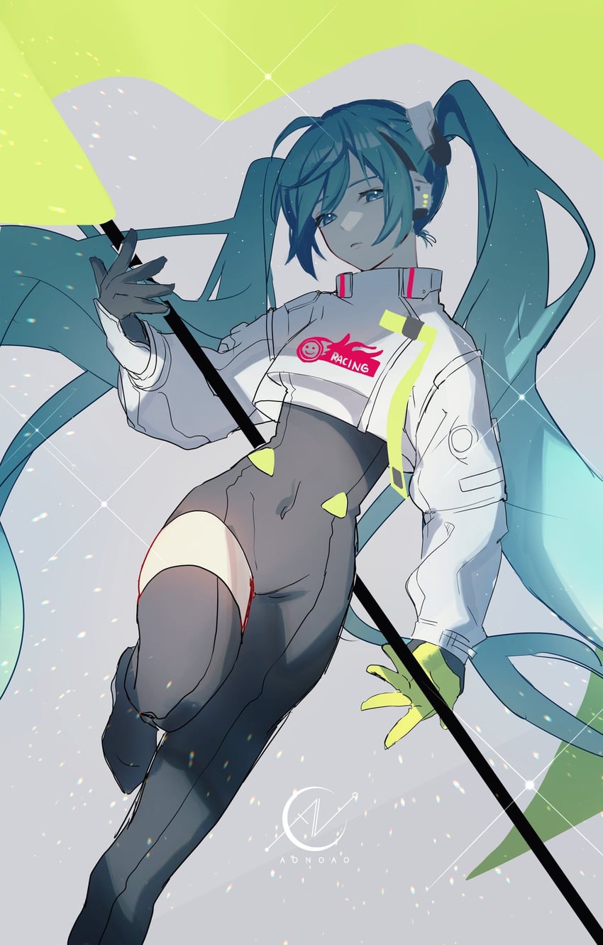 hatsune miku and racing miku (vocaloid and 1 more) drawn by aono_99