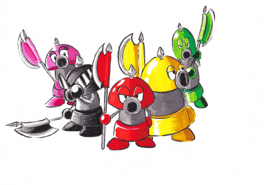 axem yellow, axem red, axem pink, axem green, and axem black (mario and 1 more) drawn by tsukasa-emon