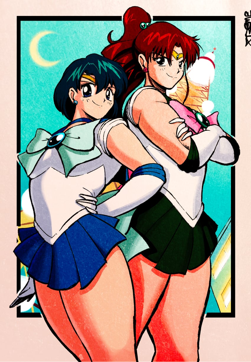 mizuno ami, kino makoto, sailor mercury, and sailor jupiter (bishoujo senshi sailor moon) drawn by xtremexavier