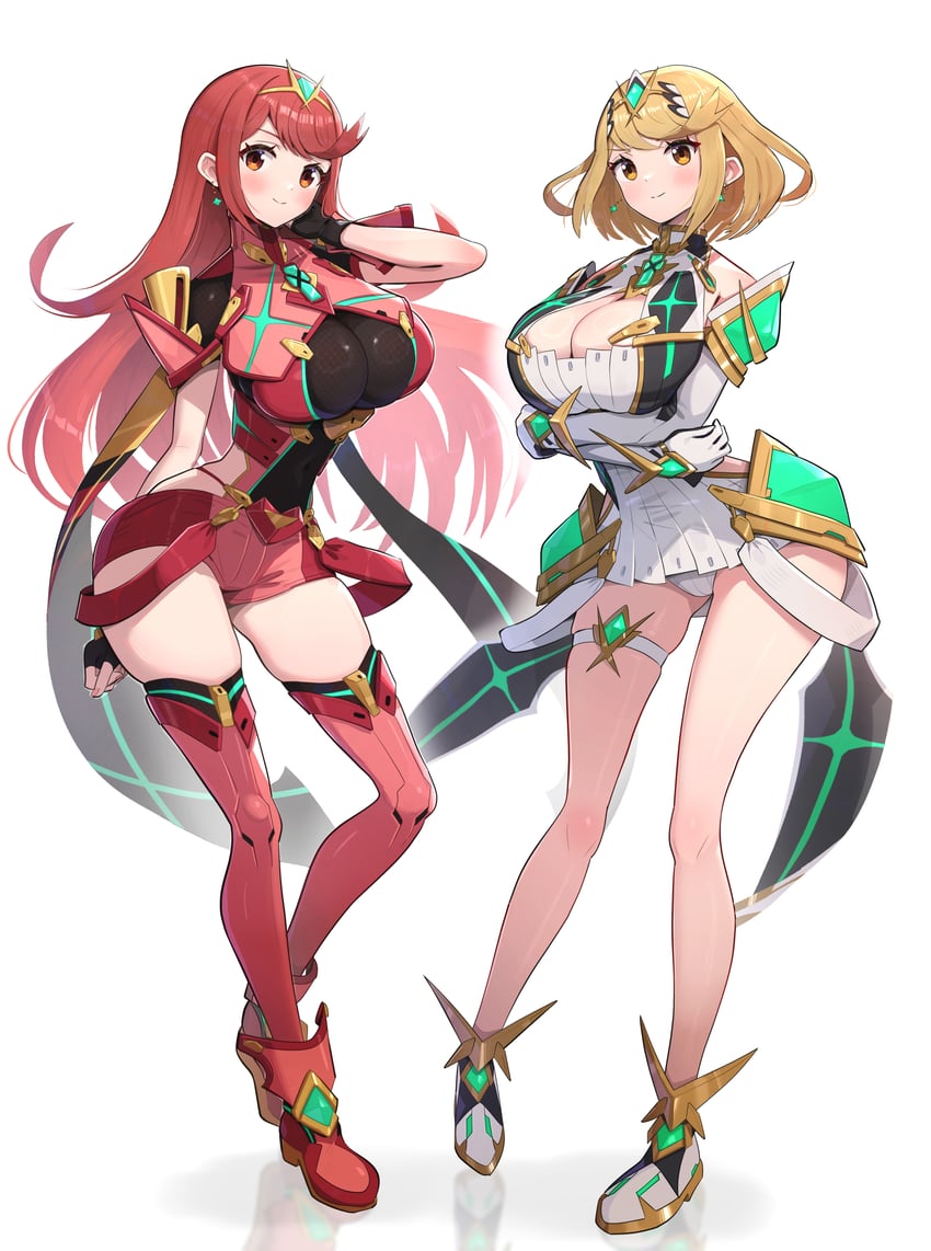 pyra and mythra (xenoblade chronicles and 1 more) drawn by gonzarez