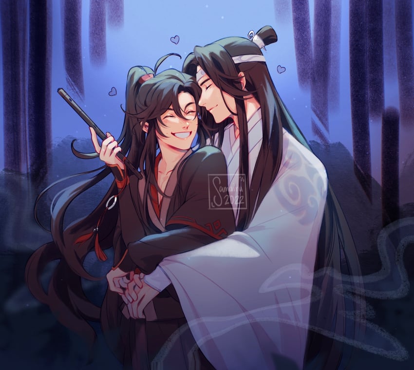wei wuxian and lan wangji (modao zushi) drawn by samairu
