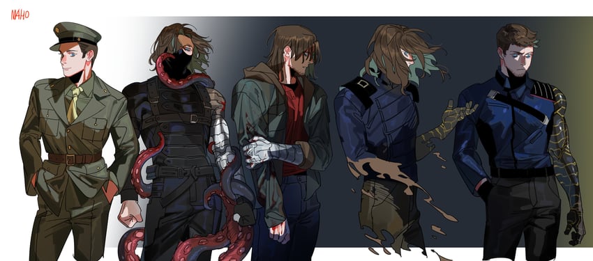 bucky barnes and winter soldier (marvel and 8 more) drawn by karmaho