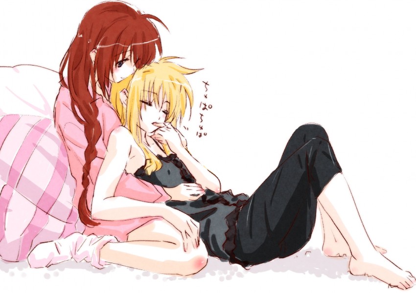 fate testarossa and takamachi nanoha (lyrical nanoha and 1 more) drawn by tokoharu