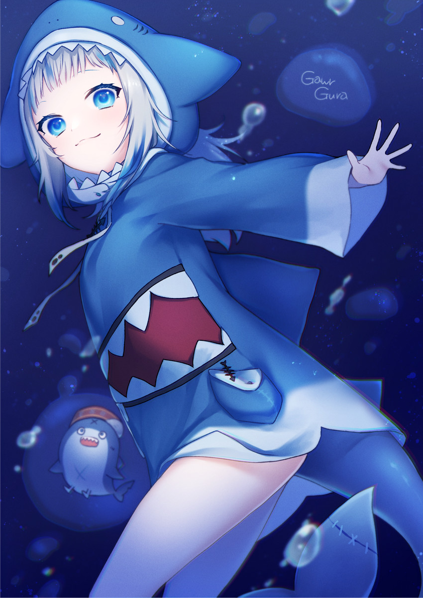 gawr gura and bloop (hololive and 1 more) drawn by noko