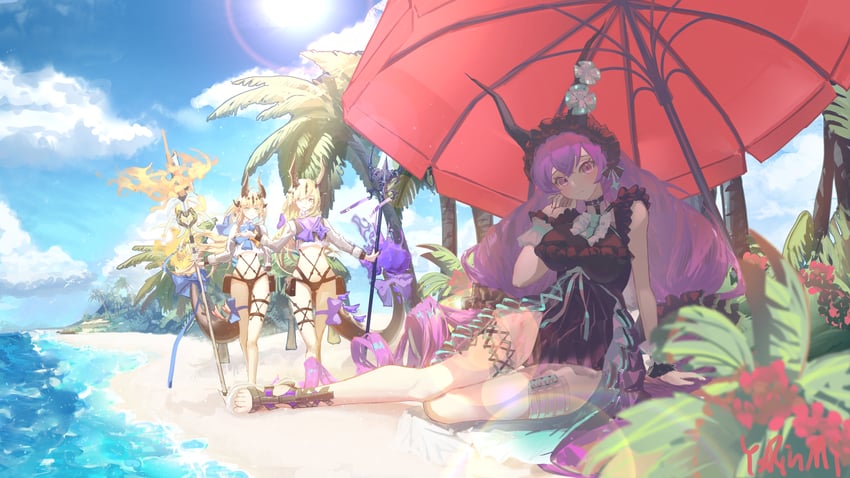 reed, typhon, reed the flame shadow, and necrass (arknights) drawn by ysrinmi