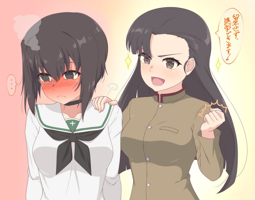 nishi kinuyo and kawashima momo (girls und panzer) drawn by ada_badguy
