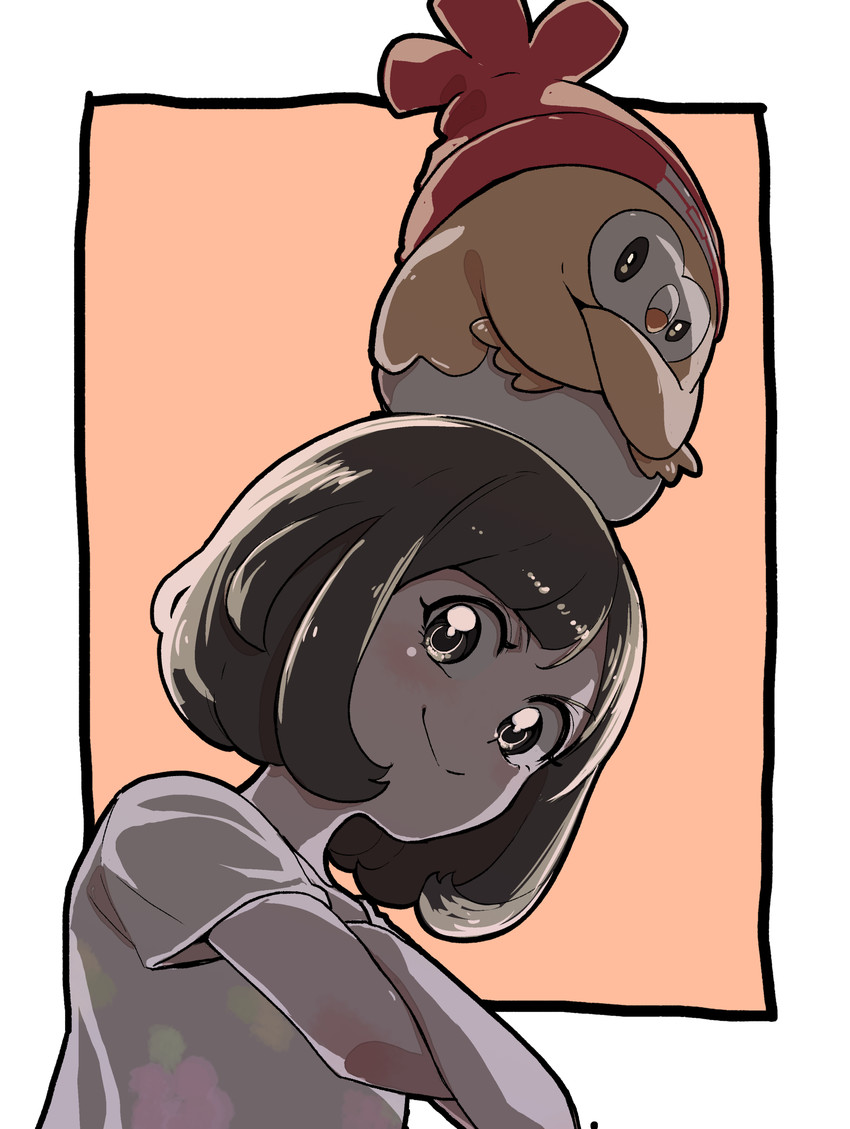 selene and rowlet (pokemon and 1 more) drawn by galbi_(iouytuuyio)