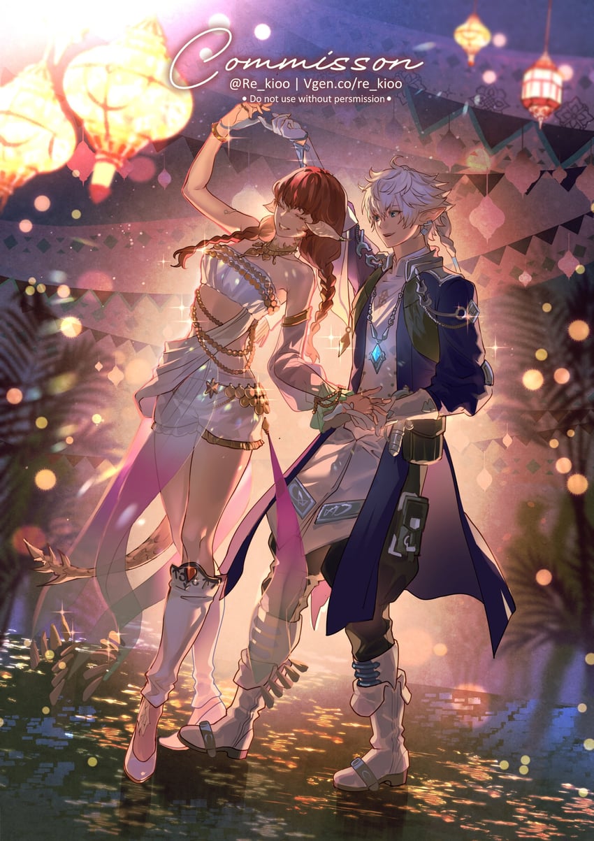 warrior of light and alphinaud leveilleur (final fantasy and 1 more) drawn by re_kio