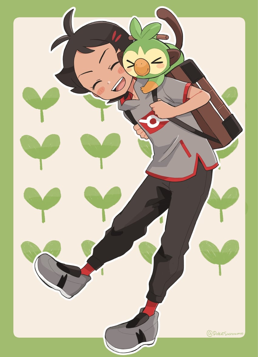 grookey and goh (pokemon and 1 more) drawn by pokesumomo