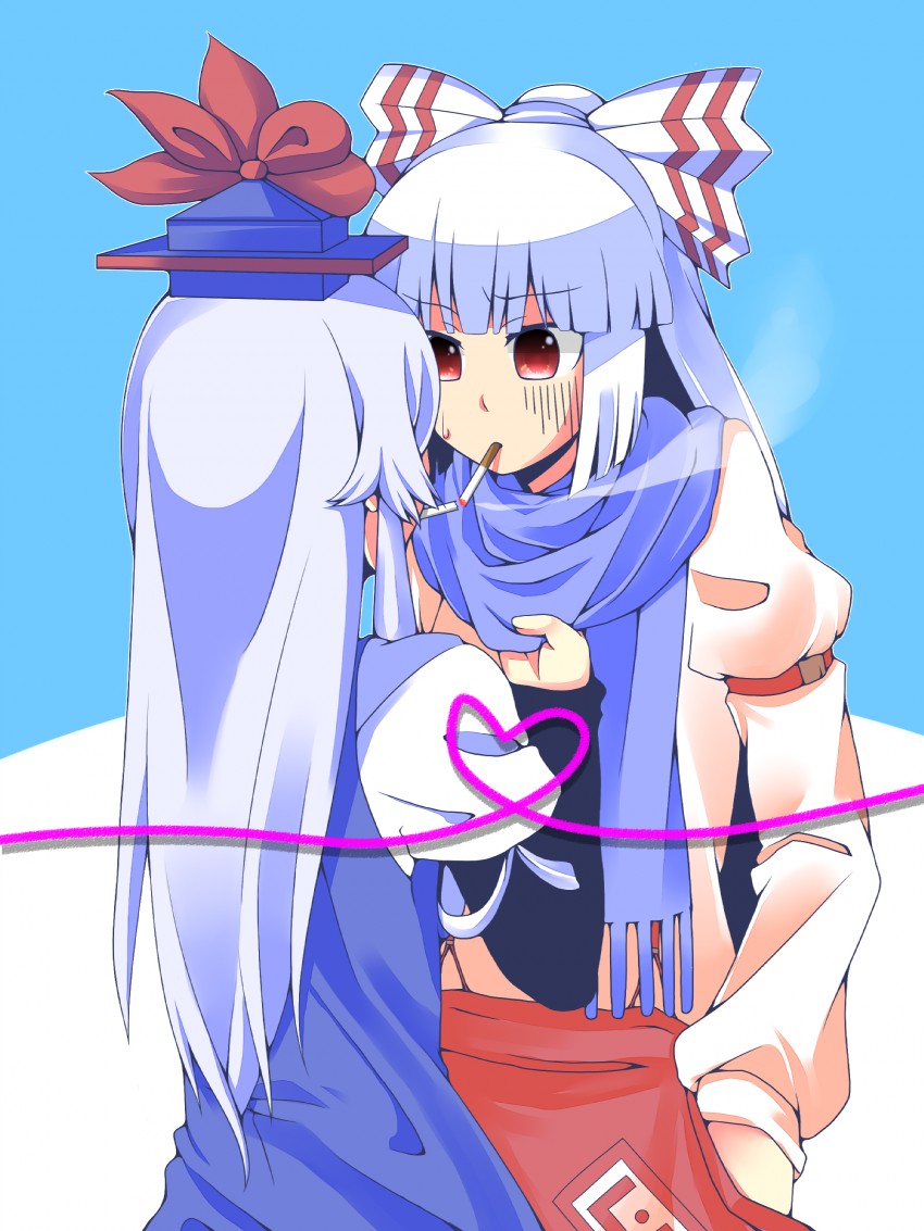 fujiwara no mokou and kamishirasawa keine (touhou) drawn by sakura_hazuki
