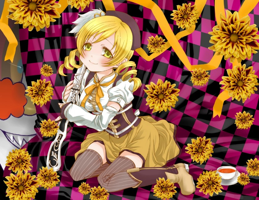 tomoe mami and charlotte (mahou shoujo madoka magica) drawn by ryokuya