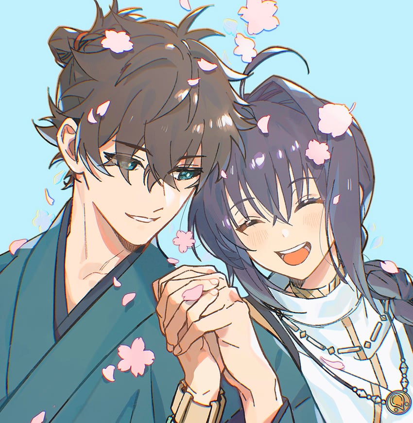 yamato takeru and miyamoto iori (fate and 1 more) drawn by loooooneutral