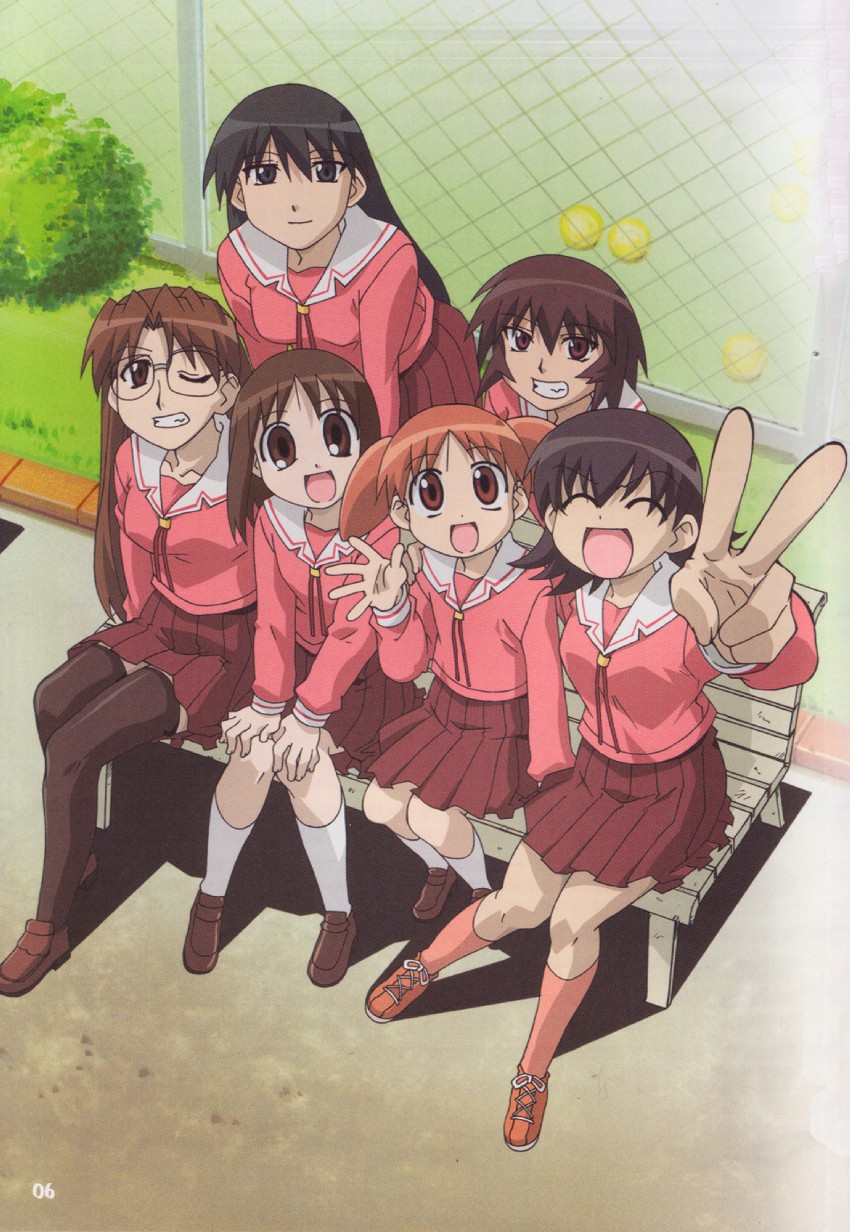 kasuga ayumu, sakaki, mihama chiyo, takino tomo, kagura, and 1 more (azumanga daioh)