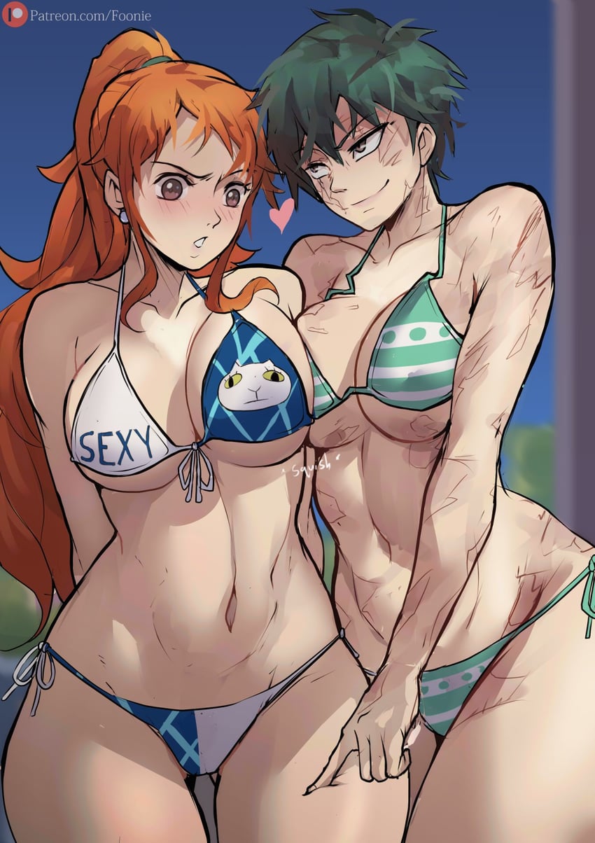 nami and zen'in maki (one piece and 1 more) drawn by funi_xd