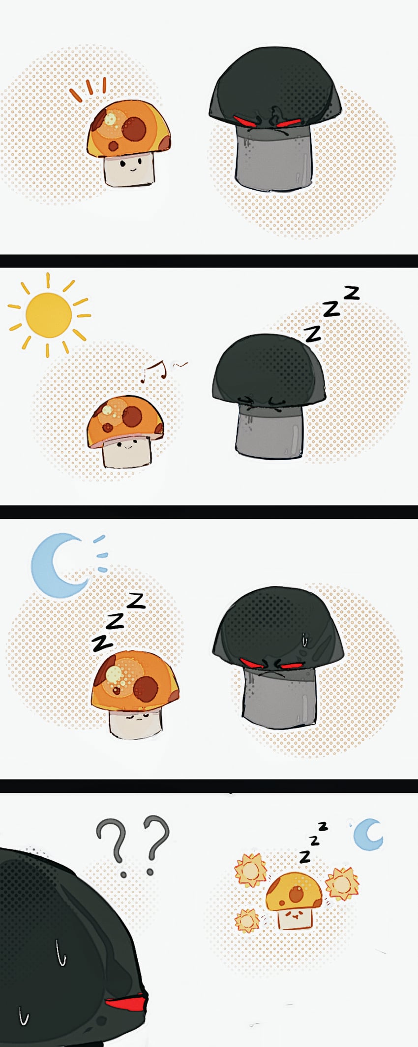 sun-shroom and doom-shroom (plants vs. zombies) drawn by hightguy