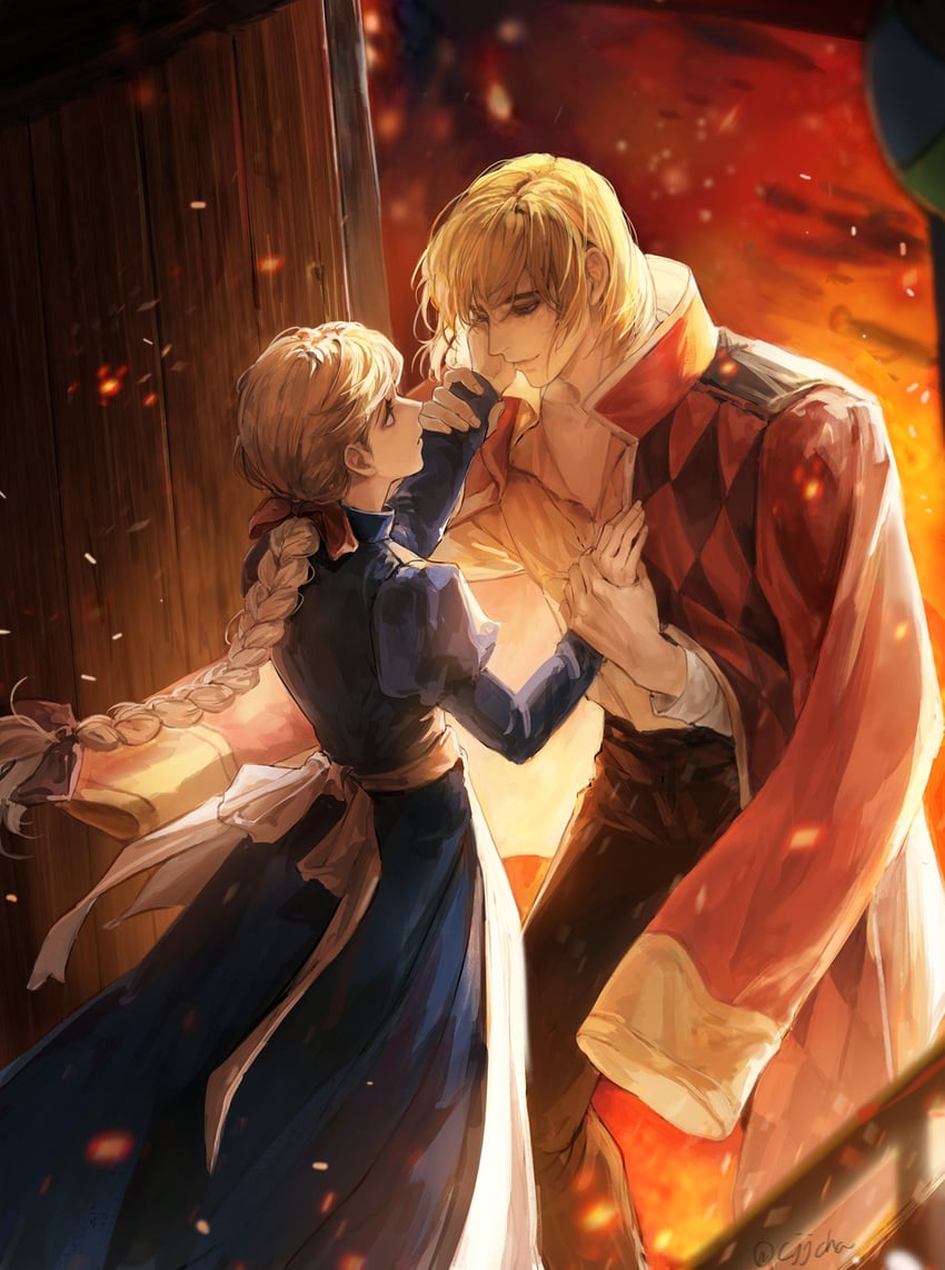 howl pendragon and sophie hatter (howl no ugoku shiro) drawn by cjjcha