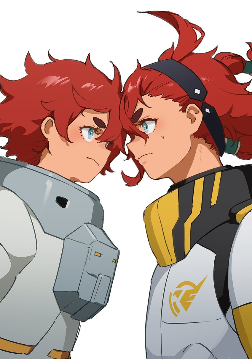suletta mercury and ericht samaya (gundam and 1 more) drawn by mogumo