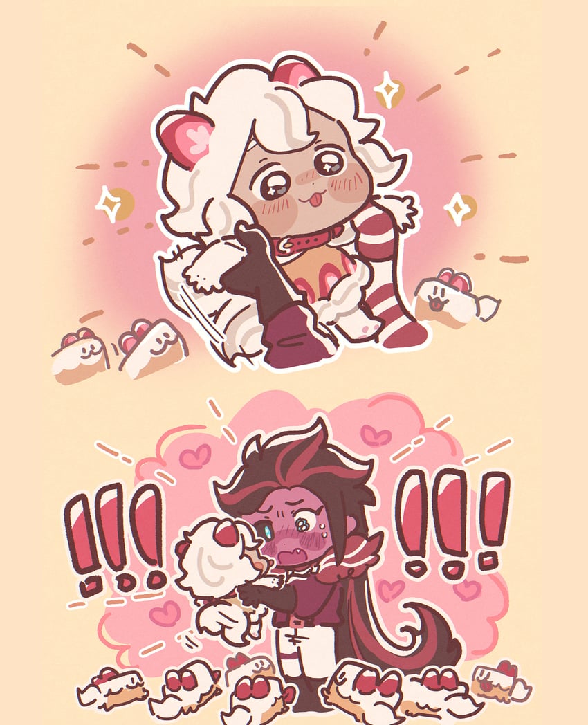 cake hound, red velvet cookie, cream cake hound, and strawberry shortcake cookie (cookie run and 2 more) drawn by ishrkut