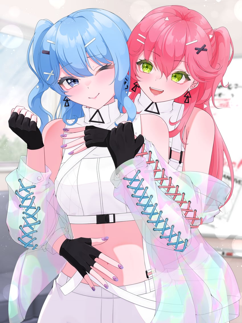 hoshimachi suisei and sakura miko (hololive and 1 more) drawn by nagi_clip