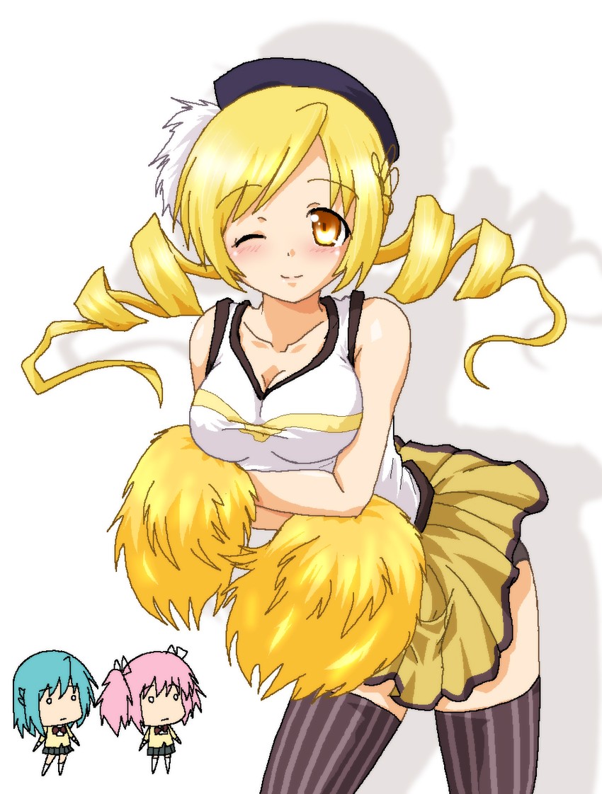 kaname madoka, miki sayaka, and tomoe mami (mahou shoujo madoka magica) drawn by hayashiya_zankurou