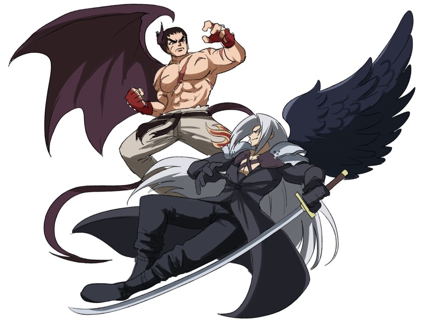 sephiroth and mishima kazuya (final fantasy and 4 more) drawn by tina_fate