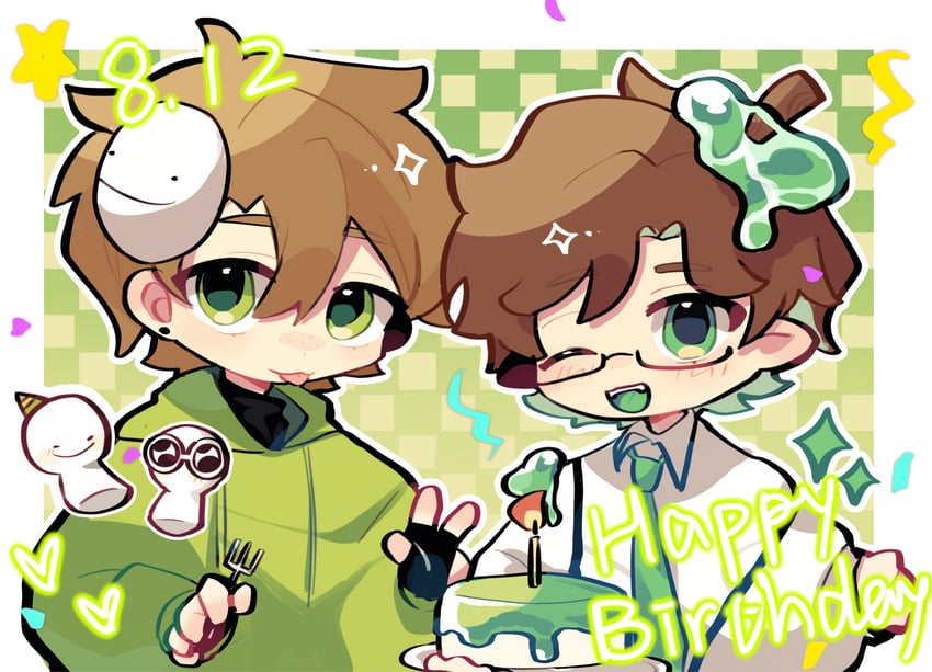 slimecicle, dream, and georgenotfound (minecraft youtube and 1 more) drawn by shadiaochi