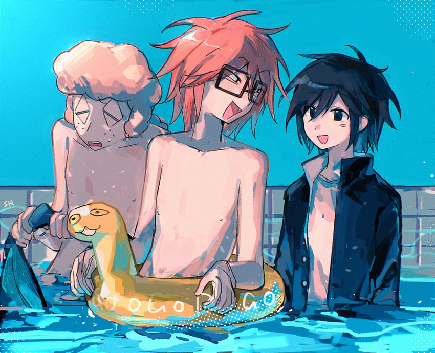 randal ivory, tsukada satoru, and sebastian de tomato smith chicken legs (randal's friends) drawn by shan_hou